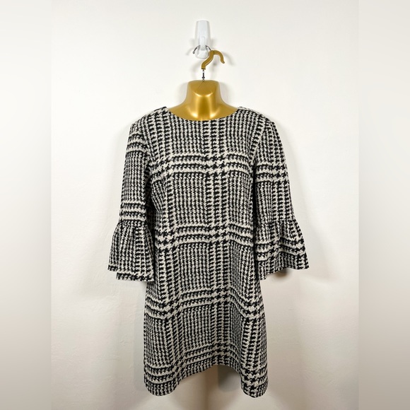 Zara Dresses & Skirts - Zara Dress Womens Medium Black White Short Casual Party Lantern Sleeve Ladies